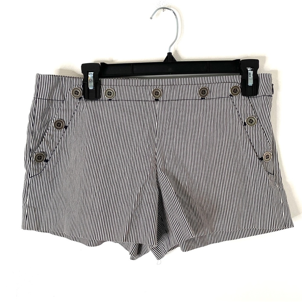 Club Monaco Pinstripe Tailored Shorts Black White Classic Summer Dressy